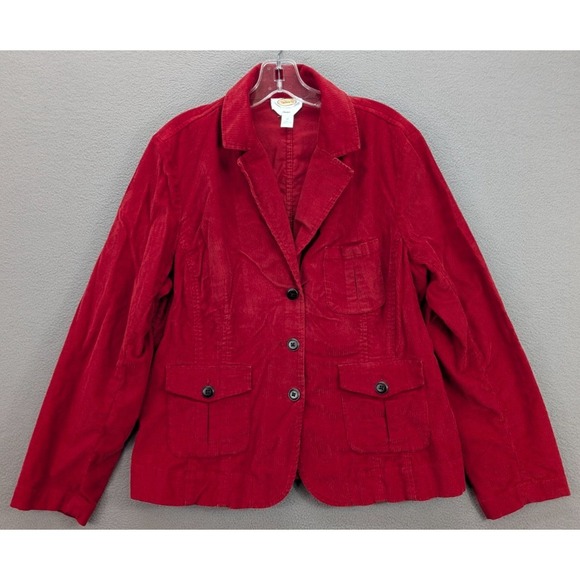 Talbots Women's Corduroy Stretch Blazer Jacket Size 18 Red Old Money Career Work - Picture 1 of 9